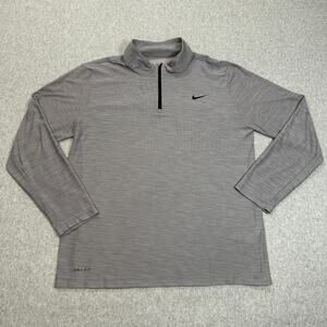 Nike Dri-Fit Shirt Men Sz L Gray 1/4 Zip Pullover Athletic Activewear Workout
